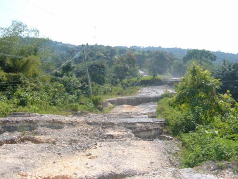 Slightly damaged road